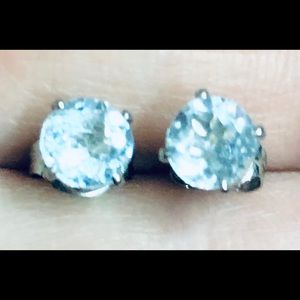 Pale blue zirconia post earrings